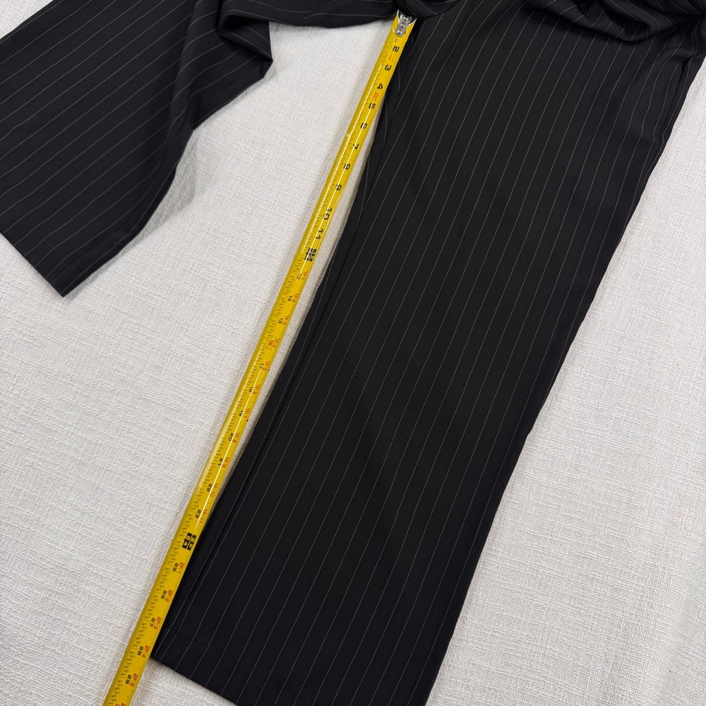 Black Pinstripe Strapless Wide Leg Jumpsuit with Belted Waist Smocked Back Sze S - Picture 7 of 11
